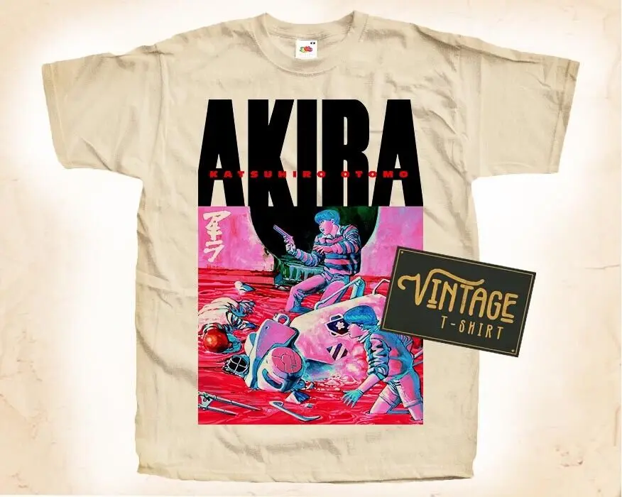 Akira 1988 Vol 1 T Shirt Vintage Tee Film Poster Natuurlijke Beige Maten S Tot 5xl