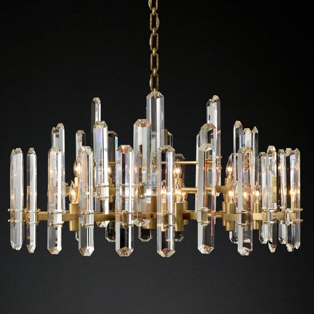 Imagem -04 - Crystal Round Chandelier para Prisma Moderno Led Corte Transparente Luxo Moderno Teto