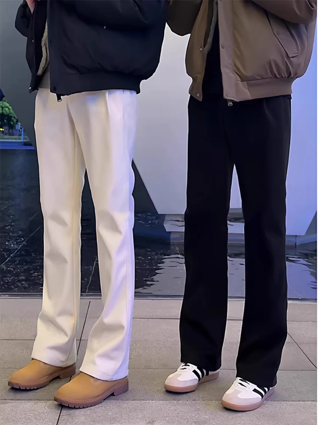 

White American Sle Casual Flared Men's Trousers Spring Cleanfit Slimming Straight Leg Pants Iron-Free Treaent Youth Trend