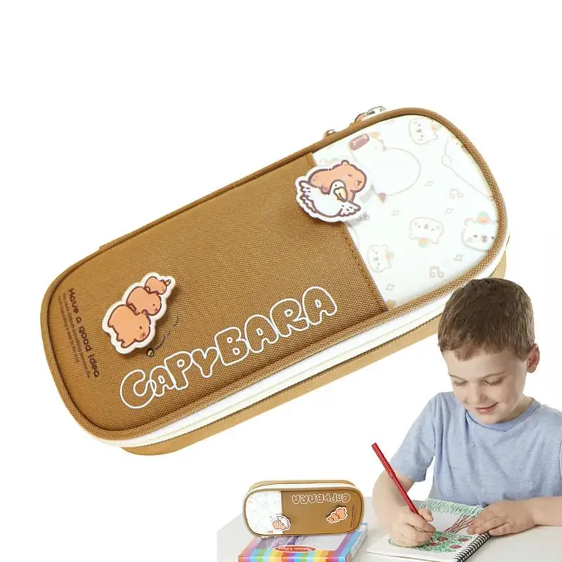 Brown Pencil Case Cute Pencil Case Organizer For Girls Aesthetic Pencil Bag Marker Pouch Pen Bag Desk Organizer For Pencils