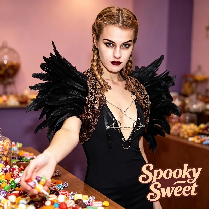 Womens Feather Capelet,Collar Shawl for Halloween & Christmas,Feather Wrap for Stage Performance Cosplay Party Accessories
