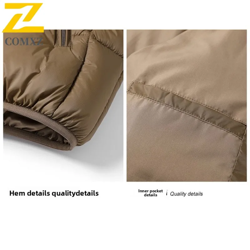 COMXZ 2025 メンズウィンターパファージャケット高品質アウトドア登山用暖かいコートレジャーアウトドアスポーツ軽量ウィンドブレーカー