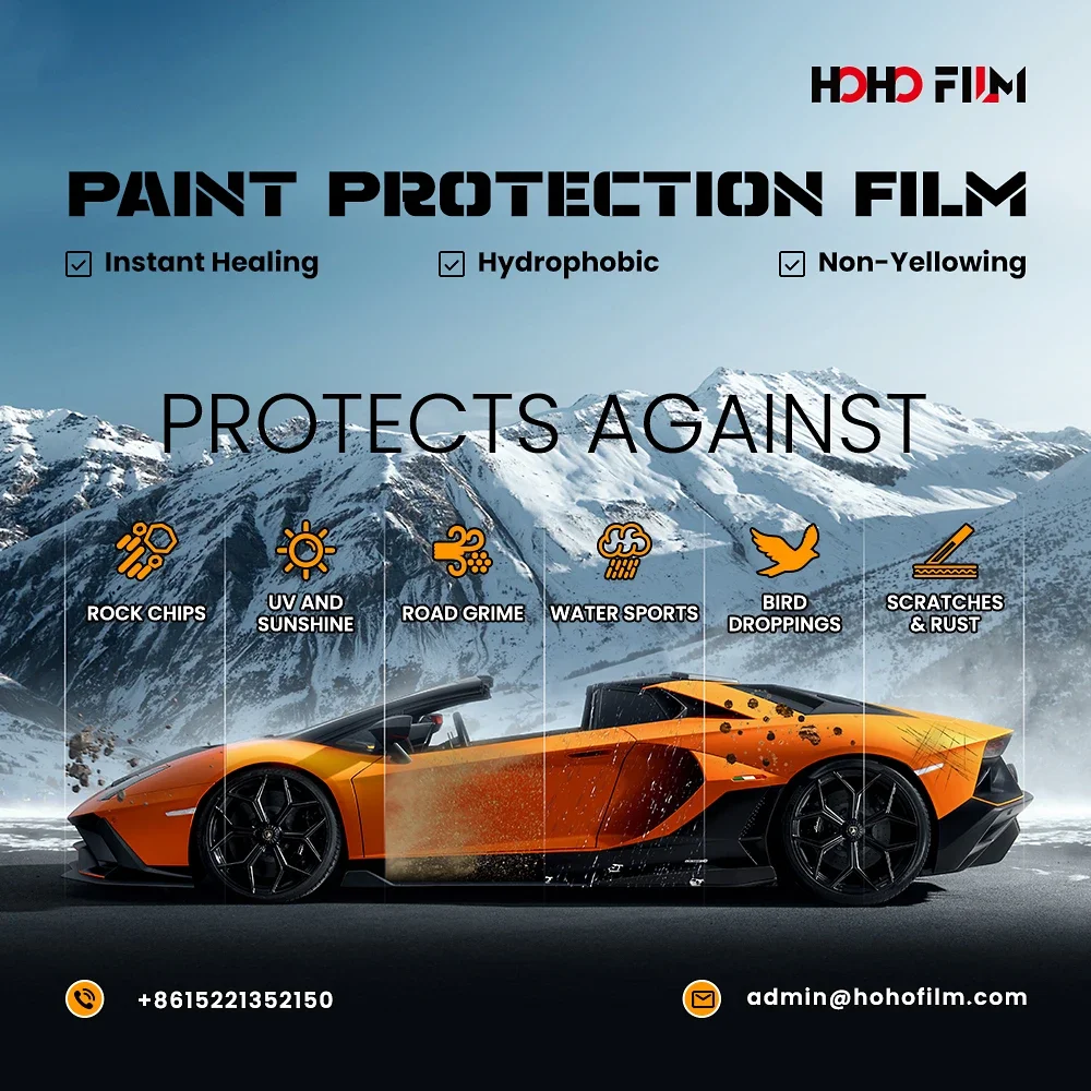 HOHOFILM USA Quality 7.5 Mil Self Healing Black PPF Paint Protection Film Nano Coated Not Yellowing TPU PPF Film