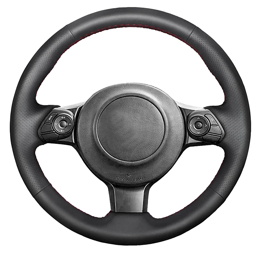 Black Genuine Leather Hand-stitched Car Steering Wheel Cover For Toyota 86 2016-2019 Yaris 2016-2019 Subaru BRZ 2016-2019