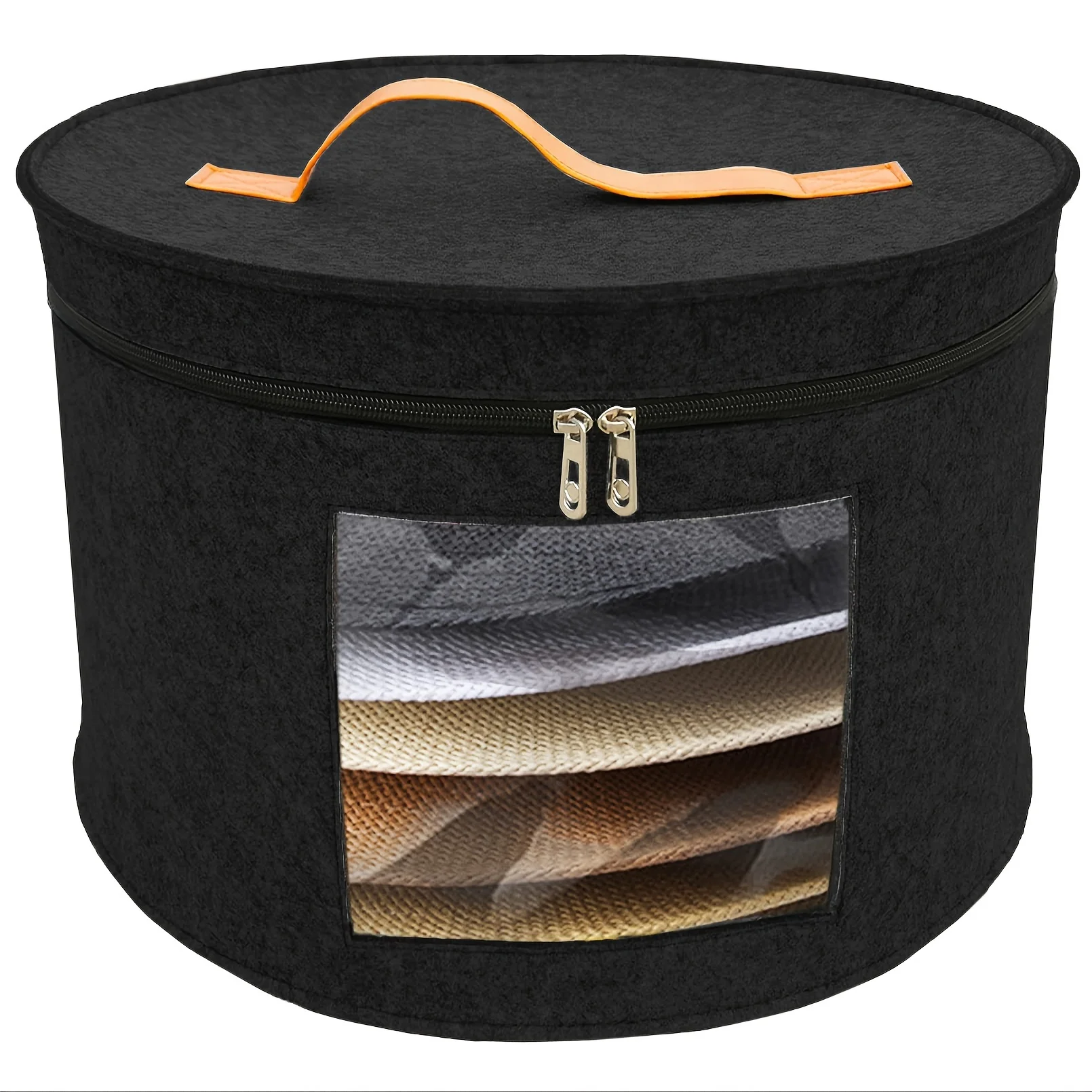 Large-Capacity Portable Hat Box - Durable Felt  - Dustproof Lid with Clear Window - Ideal for  and Travel