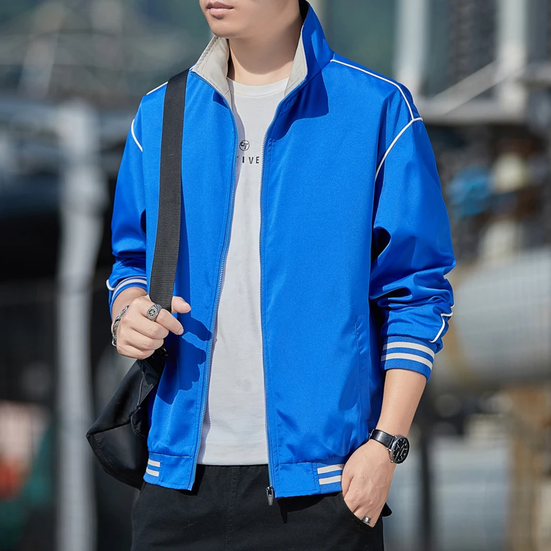 

Рабочая одежда с цветными блоками, куртка для мужчин, осенняя уличная одежда с вышивкой и буквами, модное повседневное свободное пальто для мужчин