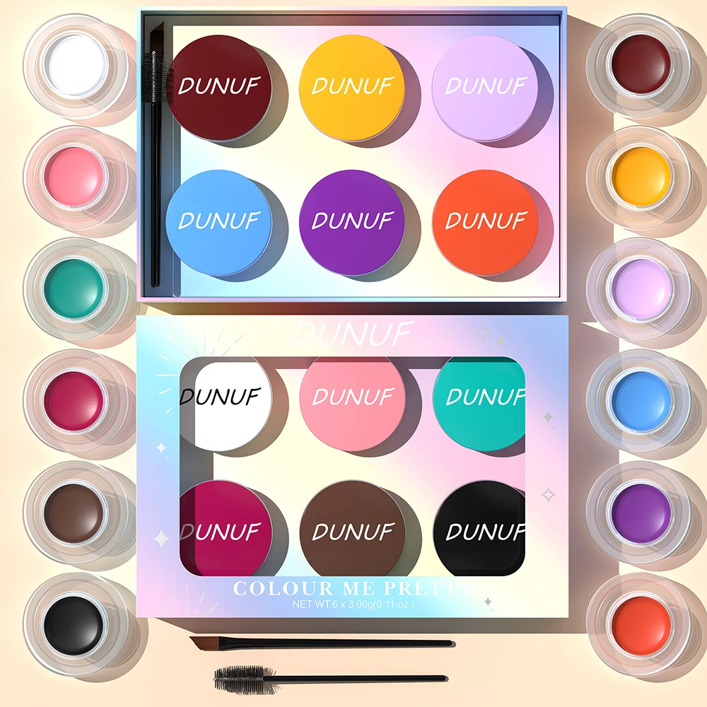 6 Colors Matte Eyeshadow Palette Waterproof Eyebrow Powder Cream Long Lasting Eyeliner Kit Smudge Proof Makeup Set