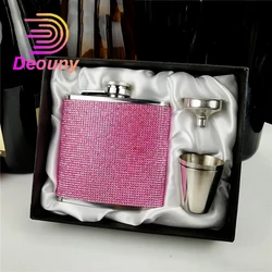 DEOUNY Personalisiert Diamond Inlaid Hip Flask Mini Wine Bottle Portable Whisky Holder Pocket Flagon Outdoor Wine Pot Set