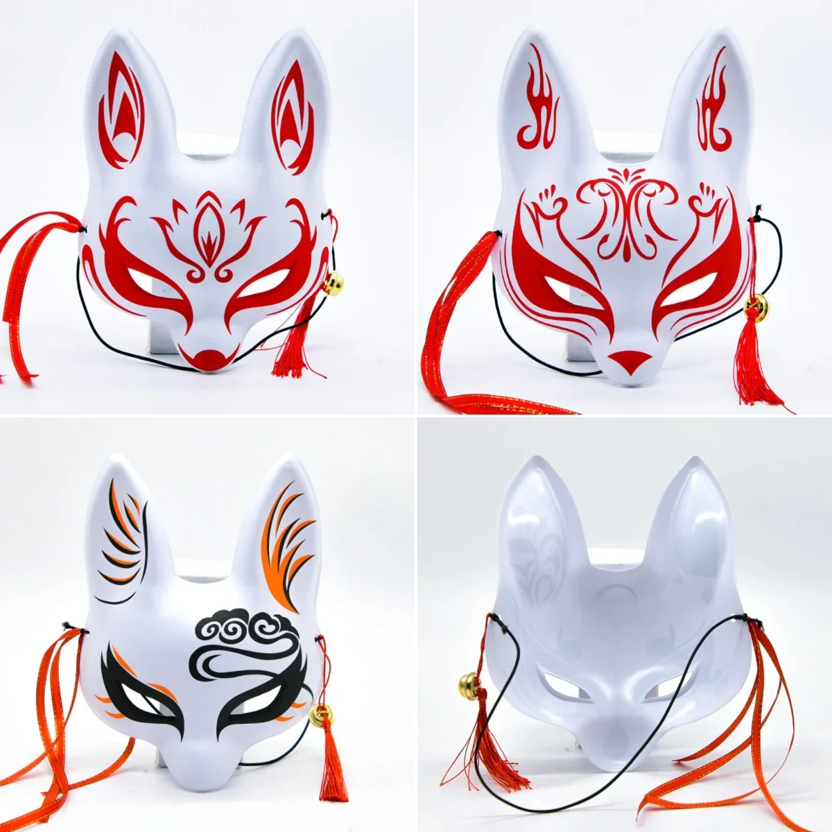 

Japanese Sakura Fox Cosplay Half Mask Anime Fox Cat Half Face Mask Masquerade Halloween Cosplay Party Mask Props