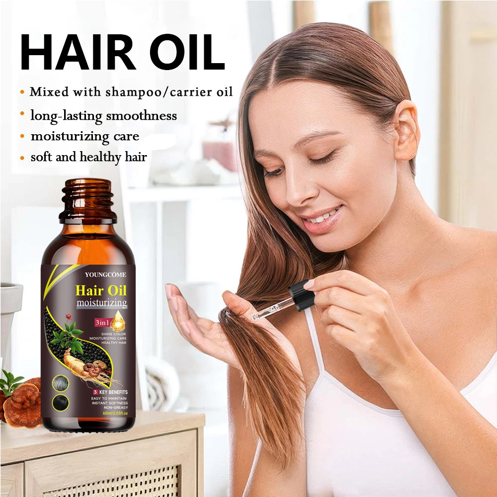 YOUNGCOME زيت ترطيب للشعر 3 في 1 زيت شعر عشبي طبيعي فوري مغذي لإصلاح الشعر ملمس الشعر التالف #5