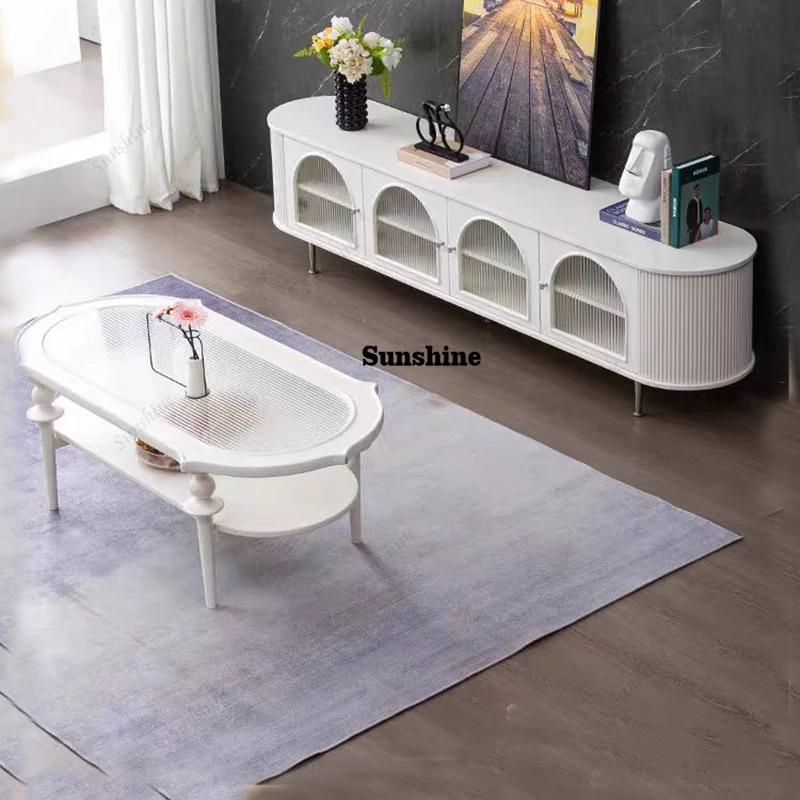Muebles para TV, Soportes de TV Blancos, Muebles de Madera para Entretenimiento y Cine, con Altavoces, Cajones de Diseño, Mesa para TV, Réplica de Muebles