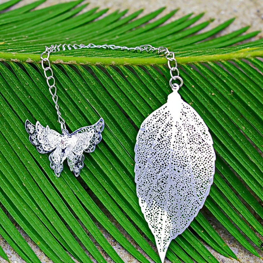 Penanda Logam Hadiah Alat Tulis Anak Portabel Dekorasi Buku Bentuk Daun Kreatif Perlengkapan Siswa