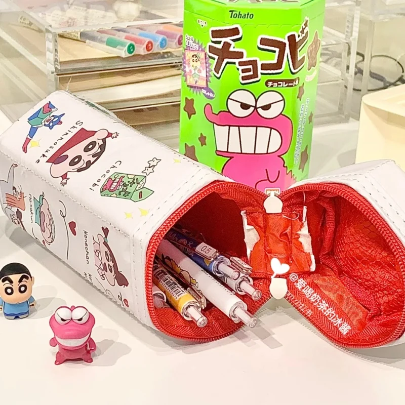 Crayon Shinchan Hexagonal Cartoon Pencil Case Crocodile Hunter Biscuit Box Stationery Bag Student Storag Stationery Wholesale