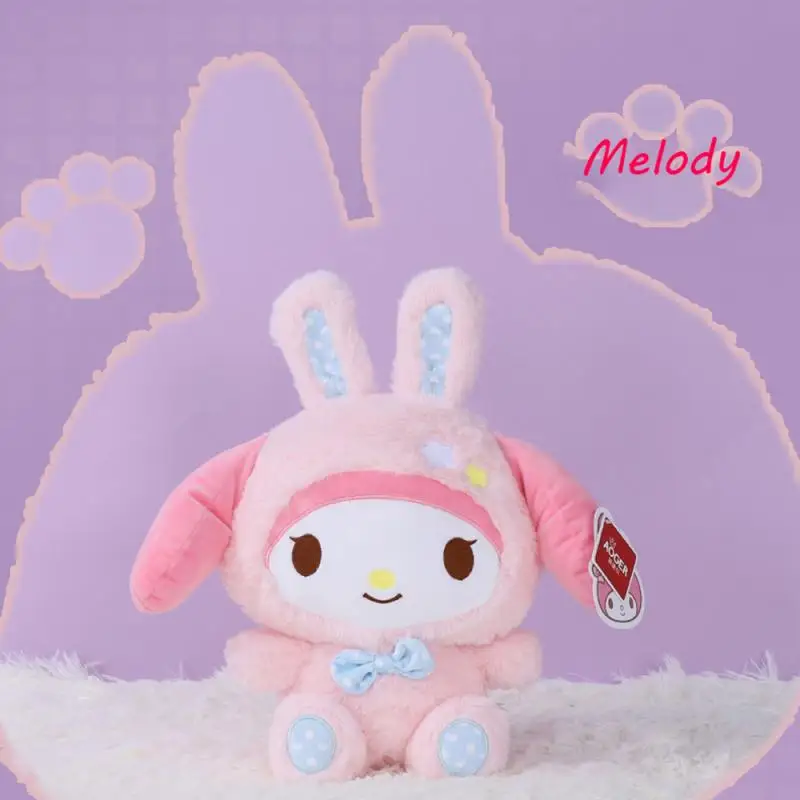 Popular lindo Anime dibujos animados Sanrio Hello Kitty juguete de peluche lindo conejo melodía muñeca Anime canela perro dormitorio decoración regalos para niñas