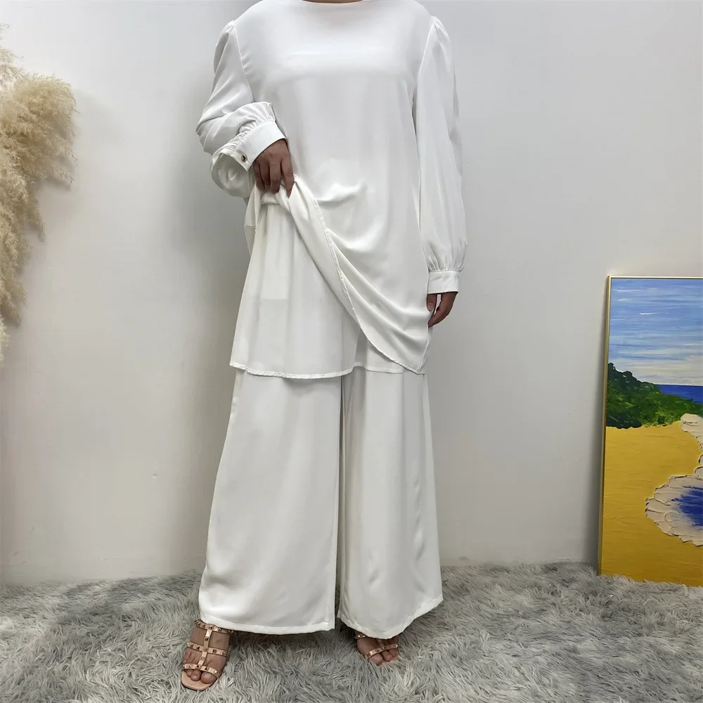 

Eid Ramadan Dubai Abayas Women Turkey Fashion Dress Muslim Sets Islam Clothing Women's Two Pieces Set Tops And Long Pants Female