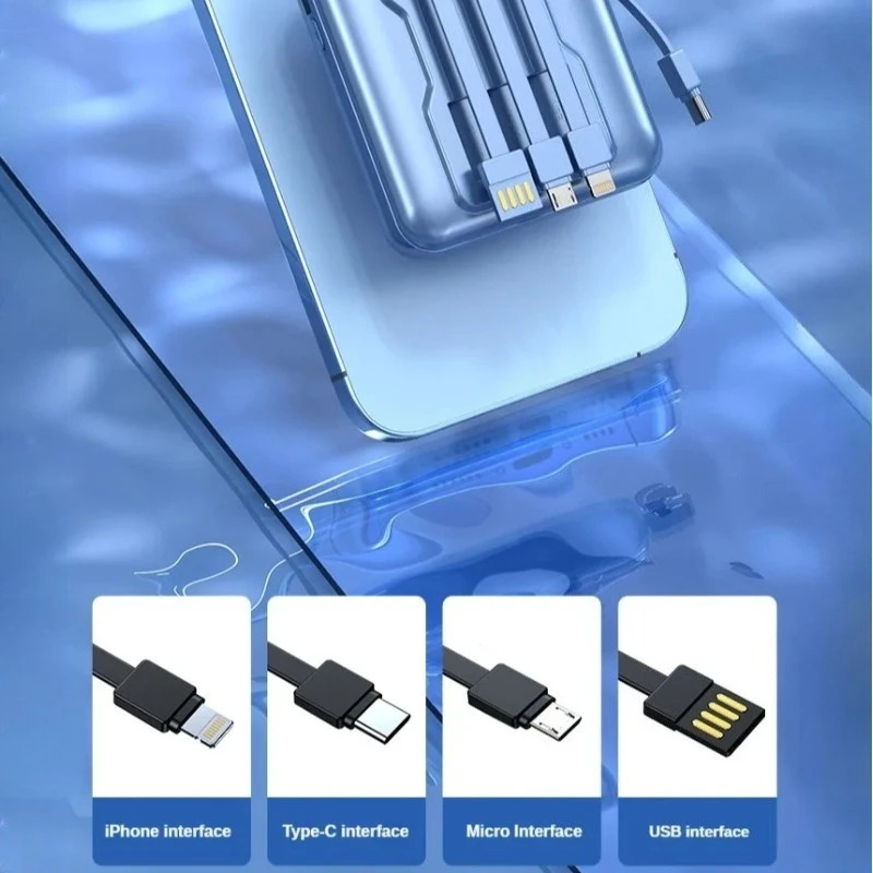 باور بانك 20000 مللي أمبير في الساعة 66 وات شحن سريع للغاية مع كابل سعة كبيرة مدمج ومحمول صغير مشترك بأربعة أسلاك بنك طاقة متنقل