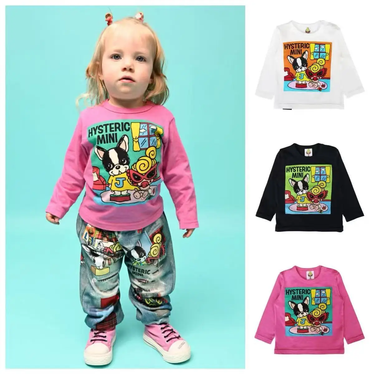 

Heichao 2025 Spring and Autumn Boys' and Girls' Pure Cotton Long-Sleeve T-Shirt