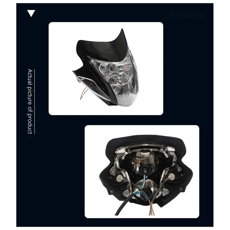 

Universal Dirt Bike Ghost Face Headlight Hood Headlight Assembly With Turn Signal Modified Headlight Cool Ghost Face-T45C