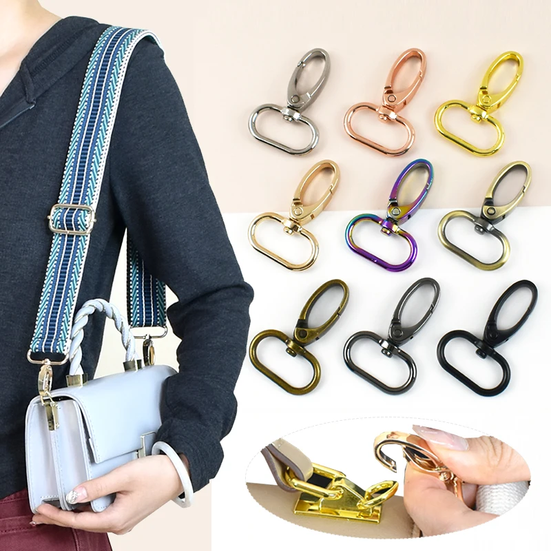 

5/10Pcs 13-38mm Metal Swivel Lobster Clasp Bag Strap Buckles Webbing Handbag Trigger Snap Hooks Carabiner Hardware Accessories