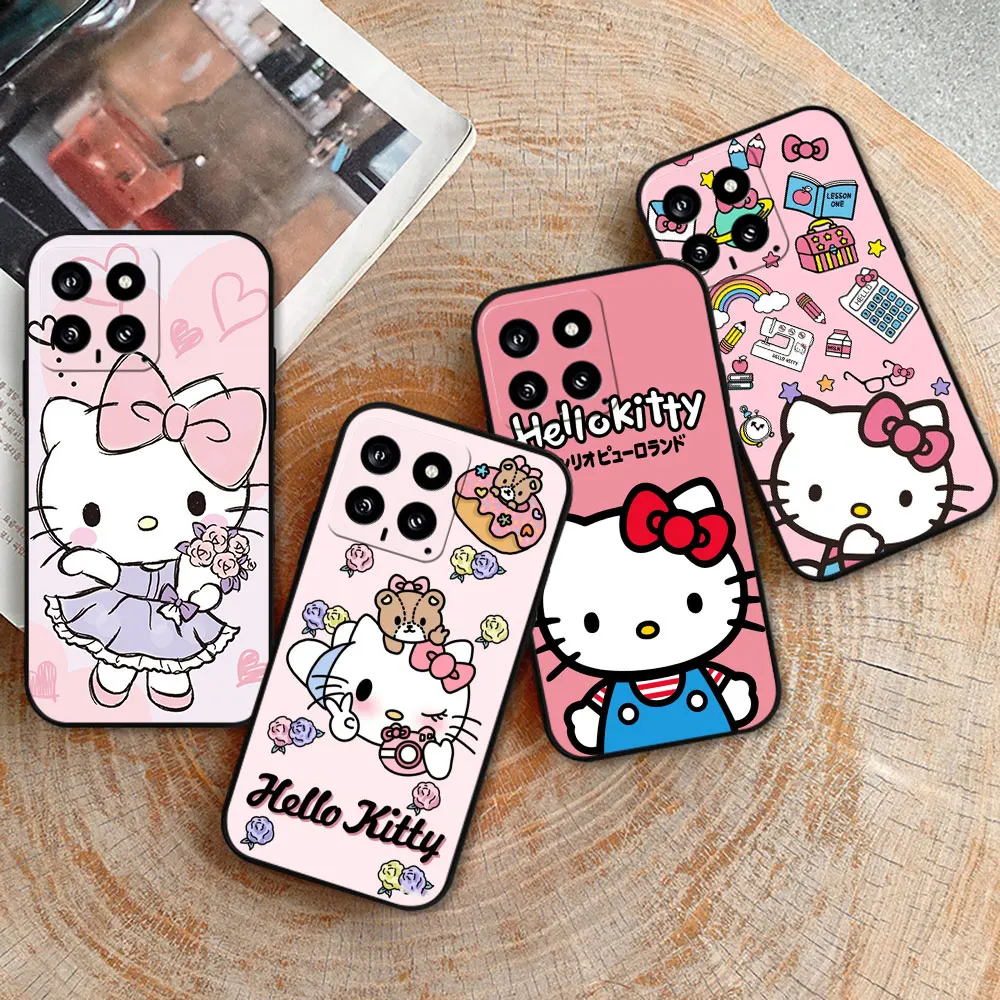 Cartoon Hello Kitty Phone Case For Xiaomi Mi 14 13 13T 12 12T 11 5GNE 11T 11X 10 10T 9 8 Pro Lite Soft Silicone Shockproof Cover