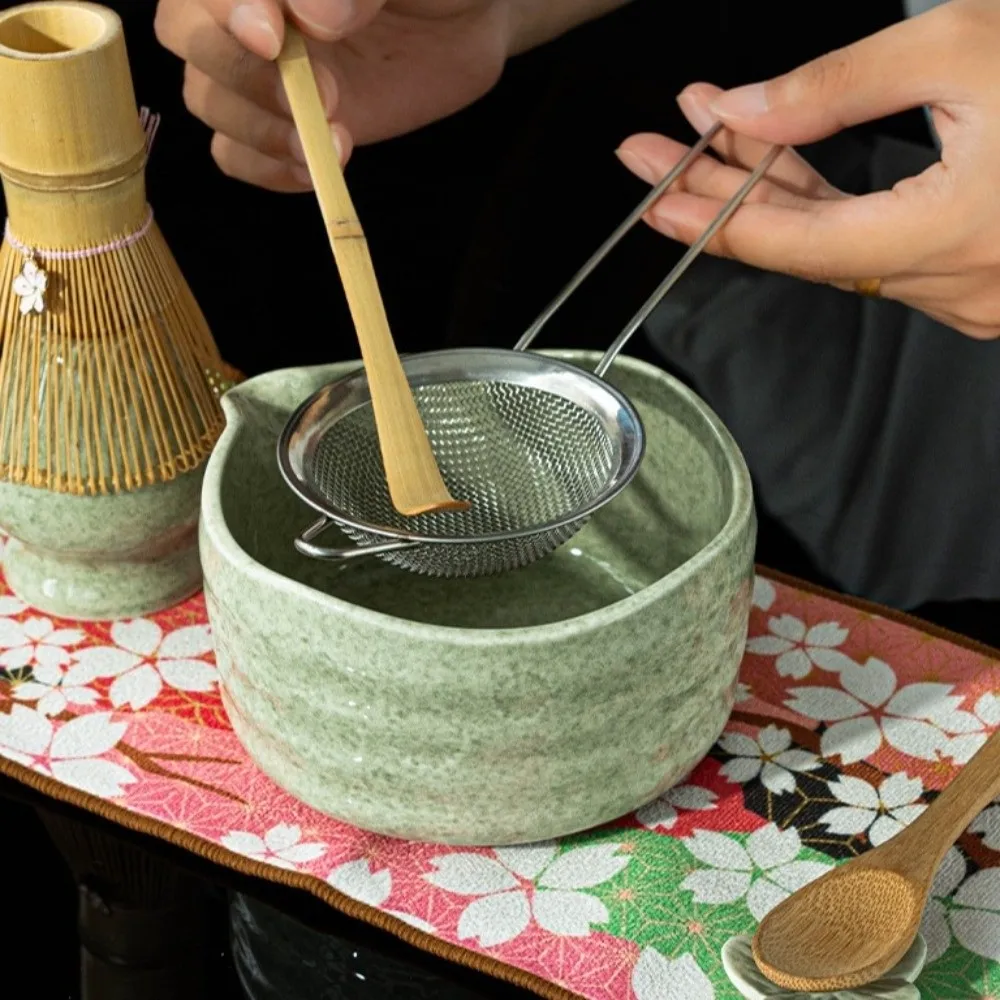جديد وعاء ماتشا من السيراميك زهرة مع صب صنبور ماتشا صنع عدة بلون قابلة لإعادة الاستخدام طقم شاي ياباني عشاق الشاي