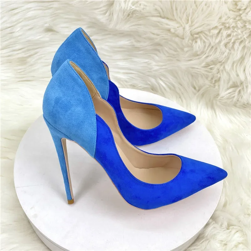 

Woman Sexy Elegant 12cm Stilettos Glossy Patent Side V Cut Black High Heels Pointed Toe Celebrity For Pumps Dress Curl Cut Shoes