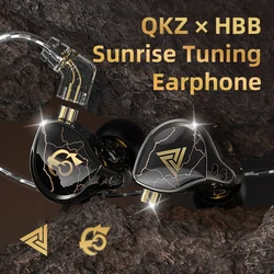 QKZ X HBB Wired In Ear HIFI IEMs Earphones Monitors 10mm Titanium-Coated Diaphragm Dynamic Driver Bass Hi-Res Audio Headphones