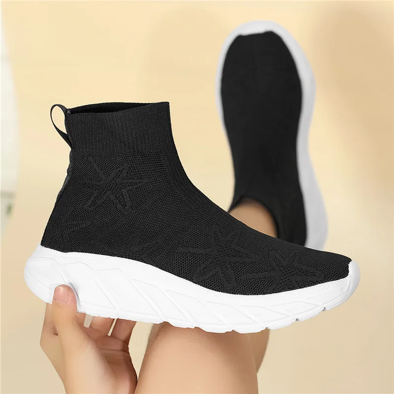 ฤดูร้อนคู่ High-Top ถุงเท้ารองเท้าตาข่าย Breathable รองเท้าวิ่งผู้ชายถุงเท้ารองเท้าผ้าใบน้ําหนักเบากีฬารองเท้าสําหรับสตรี