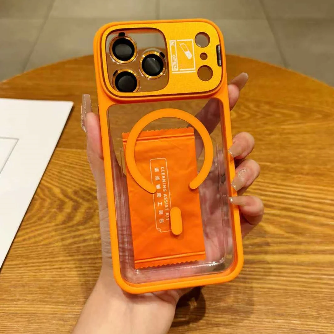 Luxury Magnetic Shockproof Phone Case For iPhone 15 14 13 12 11 16 17 Pro Max Plus Funda Stand Glass Lens Protection Cover