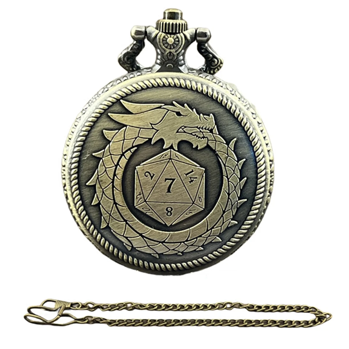

AM-Pocket Watch and Mini Metal Multi-Sided Dice Set Board Game Cool Table Dice Pocket Watch Without Dial