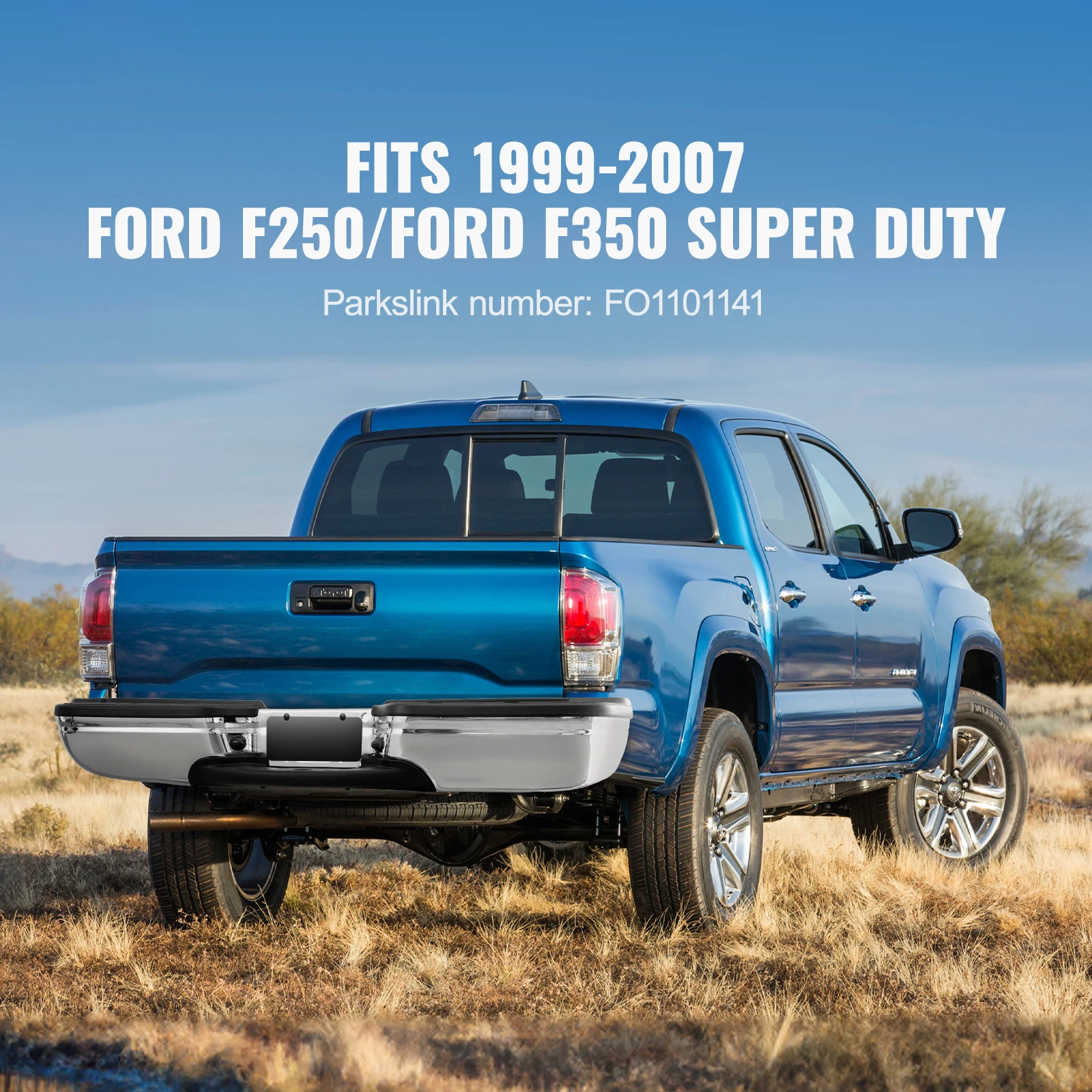 Rear Step Bumper Compatible with 1999-2007-Ford F250/Ford F350 Super Duty Chrome Steel Back Replacement for FO1101141