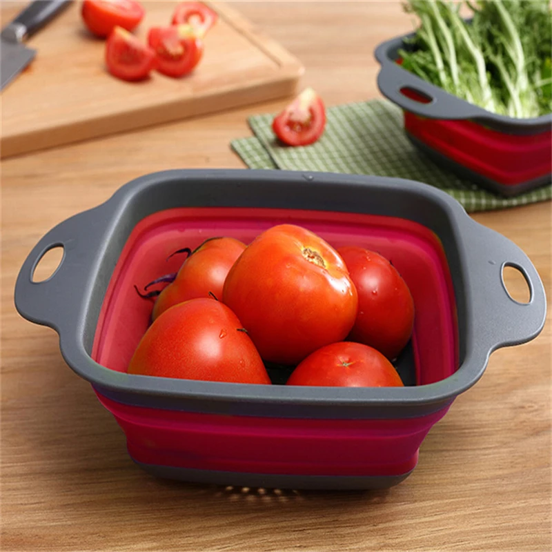 Foldable Strainer Colander Kitchen Storage Tool Collapsible Drainer Silicone Folding Drain Basket Fruit Vegetable Washing Basket