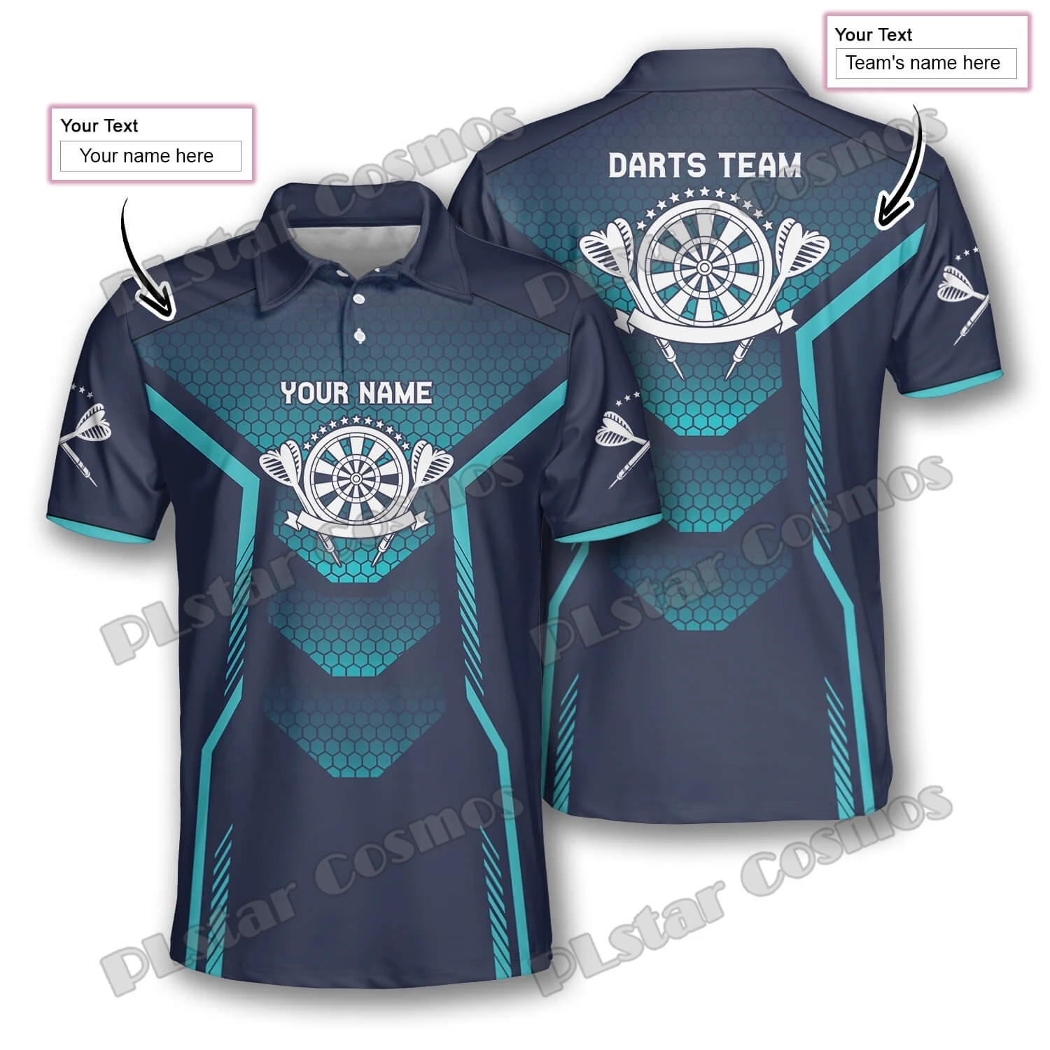 Green Blue Sports Style Personalized Darts 3D Printed Fashion Men\'s Polo Shirts Summer Casual Unisex Premium Polo Shirt PLP32