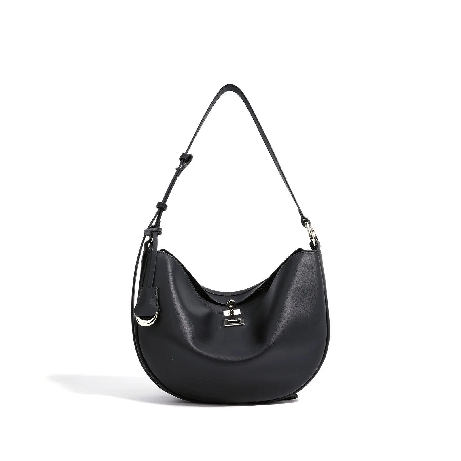 

New Women Spring Niche Design Advanced Single Shoulder Simple Leather Lock Bag Classic Fashion Trendy Practical Daily Stylish