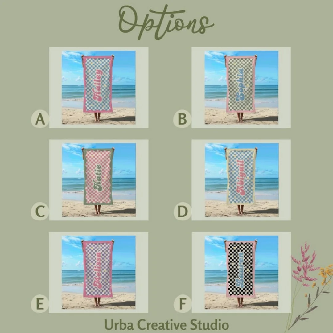 اسم مخصص مناشف الشاطئ منشفة من الألياف الدقيقة المضادة للرمال التجفيف السريع منشفة استحمام شخصية لهدايا عيد الميلاد عطلة السفر السباحة #2