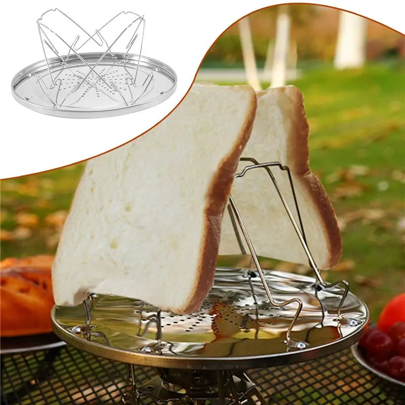 [MEGAL SALE]4 Camping Bread Toast Tray Gas Stoves Cooker BBQ Camping Toaster Rack