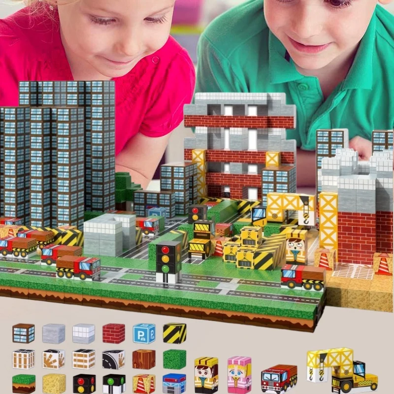 

100 шт. магнитные строительные блоки, куб, набор структуры, STEM Монтессори, детские сенсорные игрушки для мальчиков и девочек, рождественские подарки