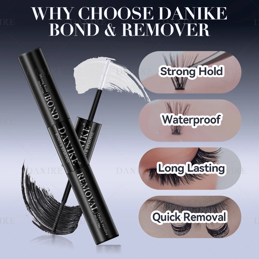 DANIKE 2 in 1 Individual Clusters Lash Bond Glue & Remover Waterproof DIY Eyelash Glue Fast Remove Eyelash Remover Makeup Tools