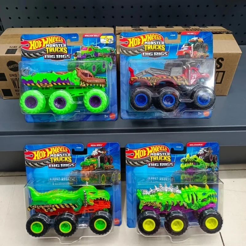Hot Wheels Mega Wreckin' Wolf Skellesaurus Six-Wheeled Monster Truck Alloy Diecast Model Big Rig Collectible Vehicle Toy