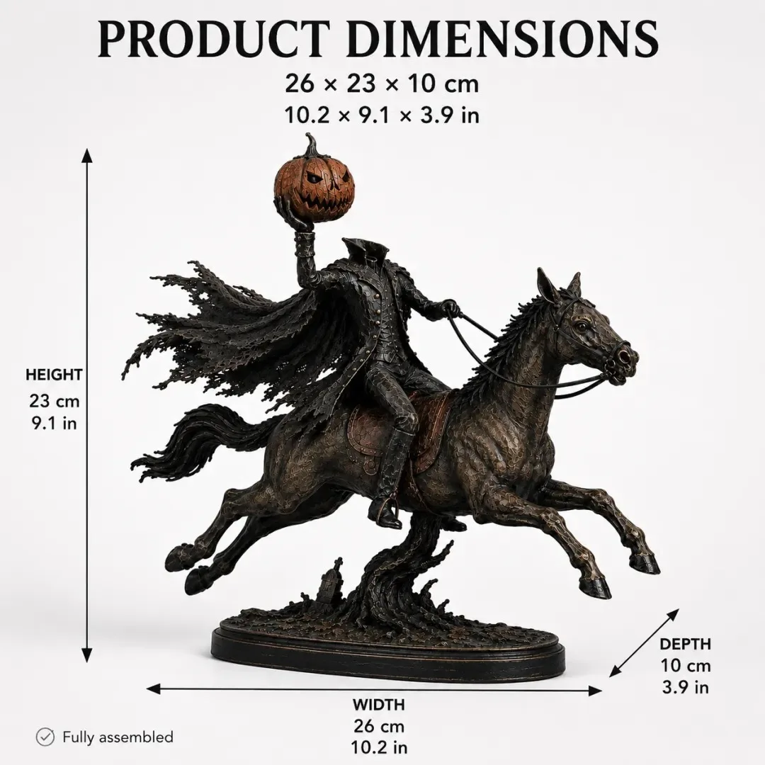 Halloween Headless Horseman Resin Statue Pumpkin Rider Figurine Gothic Tabletop Ornament for Home Party Decor