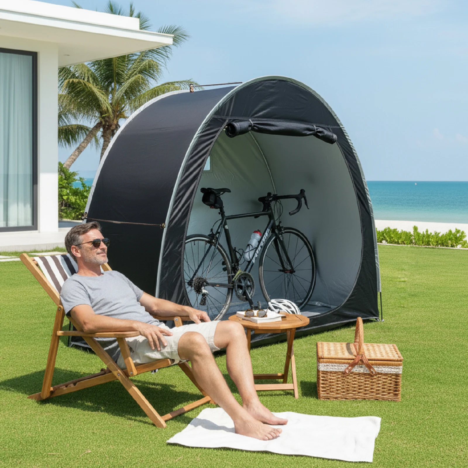 

Thickened Oxford Cloth Portable Bike Shelter Private Travel Tent for Outdoor Hiking Cycling Camping And Travel