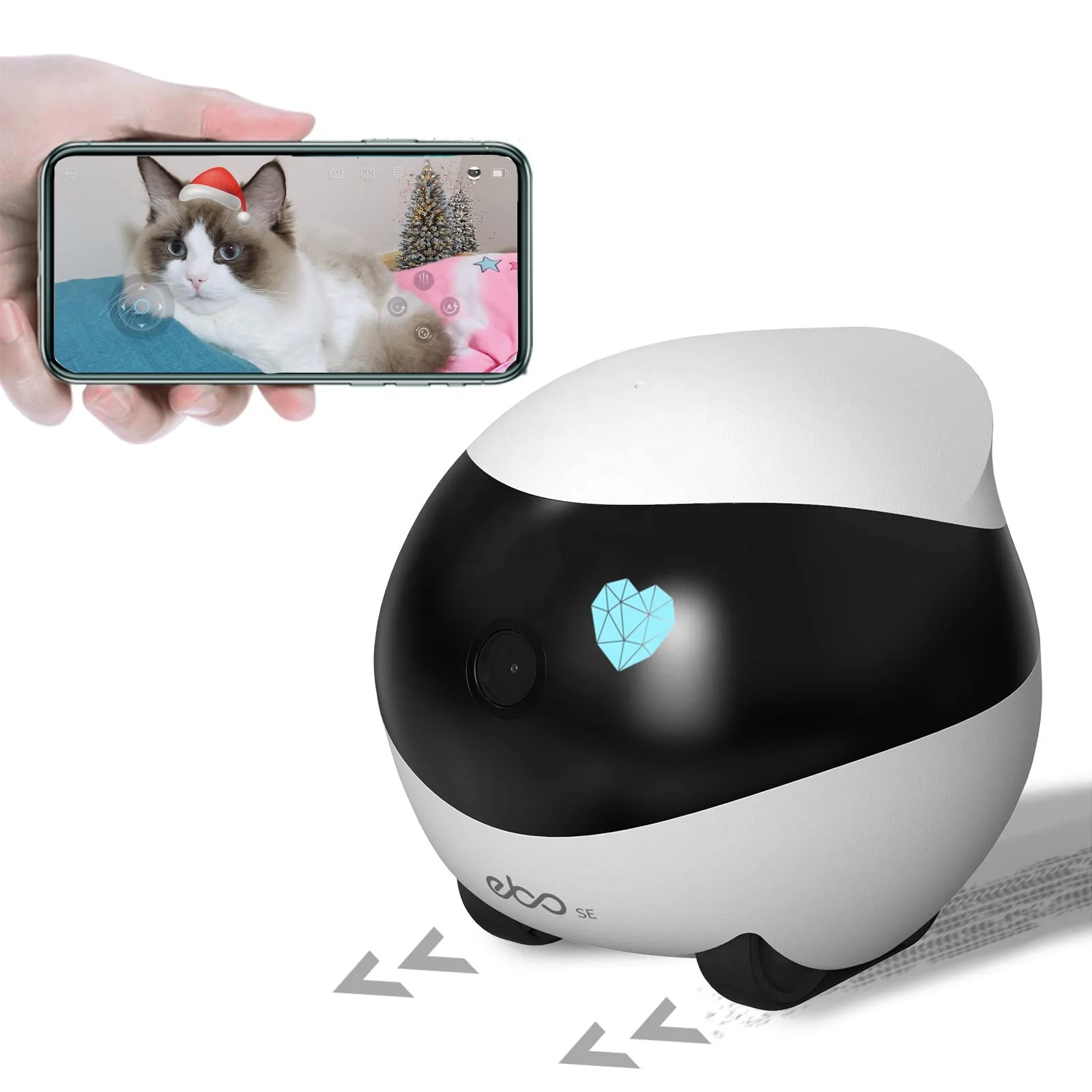 1080P Interactive Pet Robot Moving Home Security Camera with 2 Way Audio Self-Charging Pet Cats Dogs Companion Robot