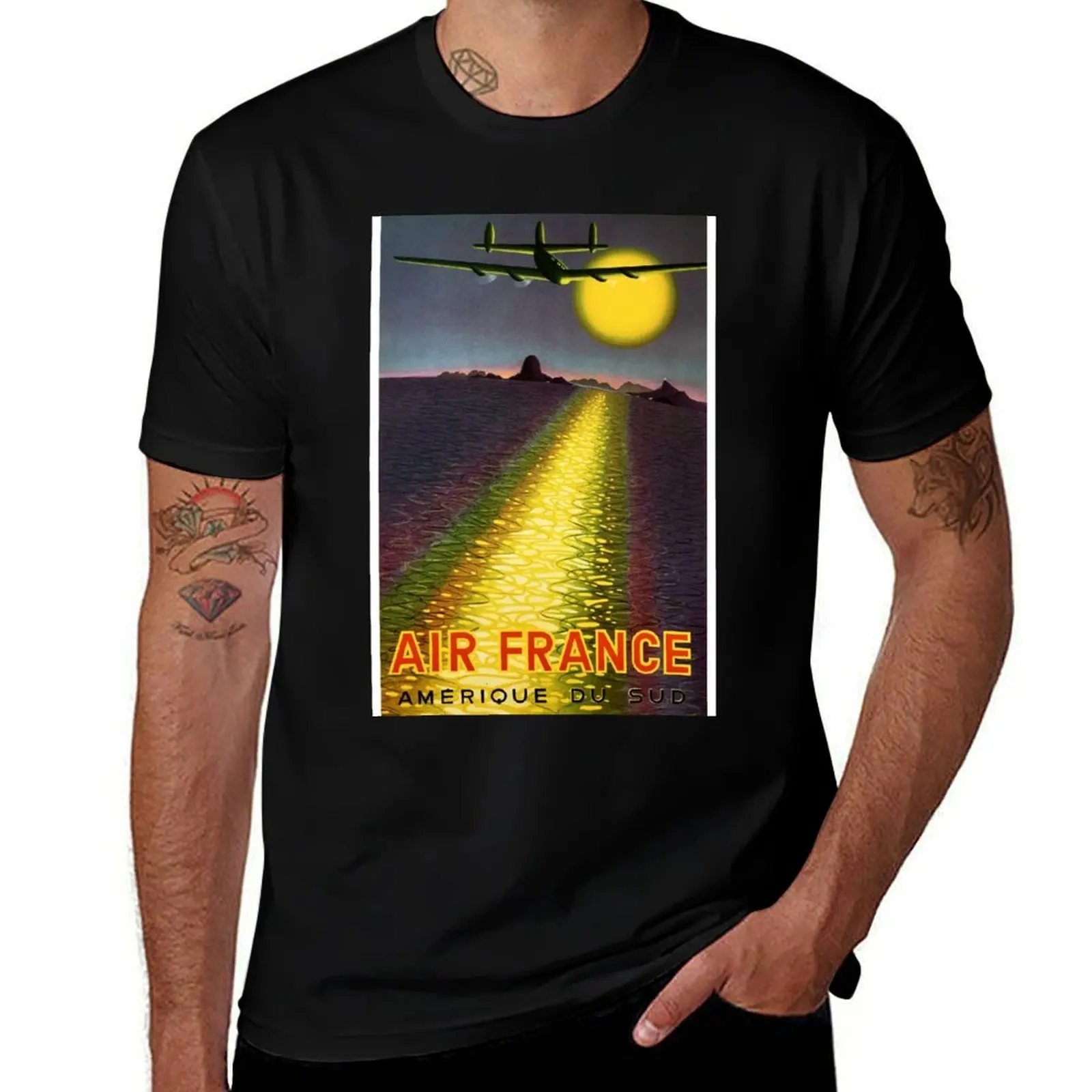 

1949 Air France South America Travel poster T-Shirt cheap stuff blue archive mens t shirts pack