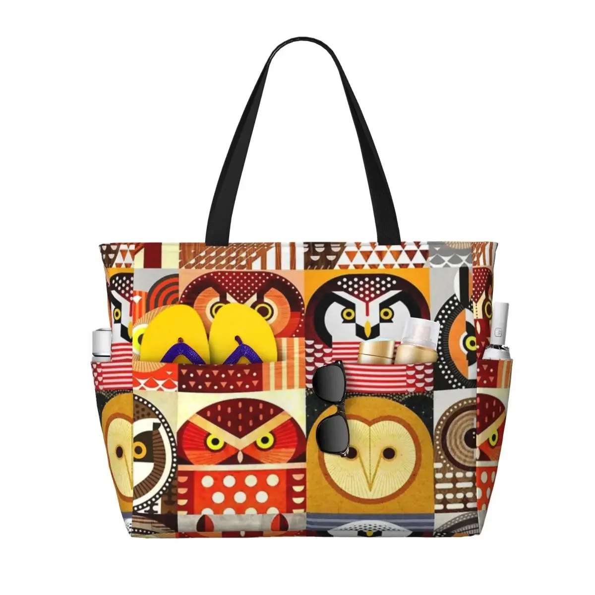 North American Owls Beach Travel Bag, Tote  Trendy Practical Sports Shoulder  Multi-Style Pattern