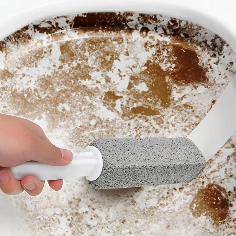 Pumice Stone Toilet Brush Without Dead Ends, Powerful Urine Scale Remover, Stains, Clean Water Level Line, Toilet Wash Brush