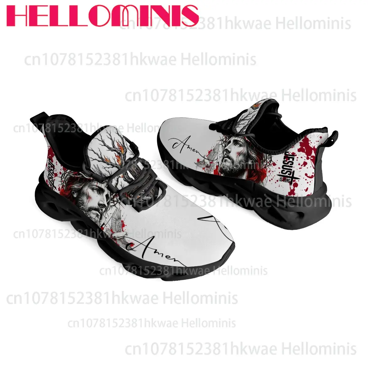 Jesus Is King Amen Dove Print Unisex Blade Shoes Adult Twisted Sole Breathable Mesh Sports Sneakers for Men Women Easy To Wear