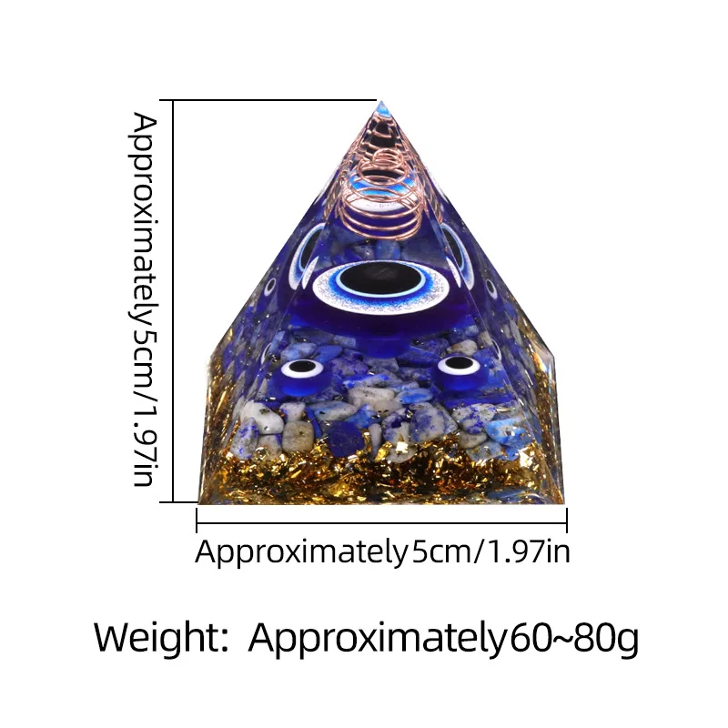 Healing Crystal Pyramid Set - 50mm Natural Gemstone for Wealth, Success & Positive Energy, Perfect Chakra Decor & Gift Idea