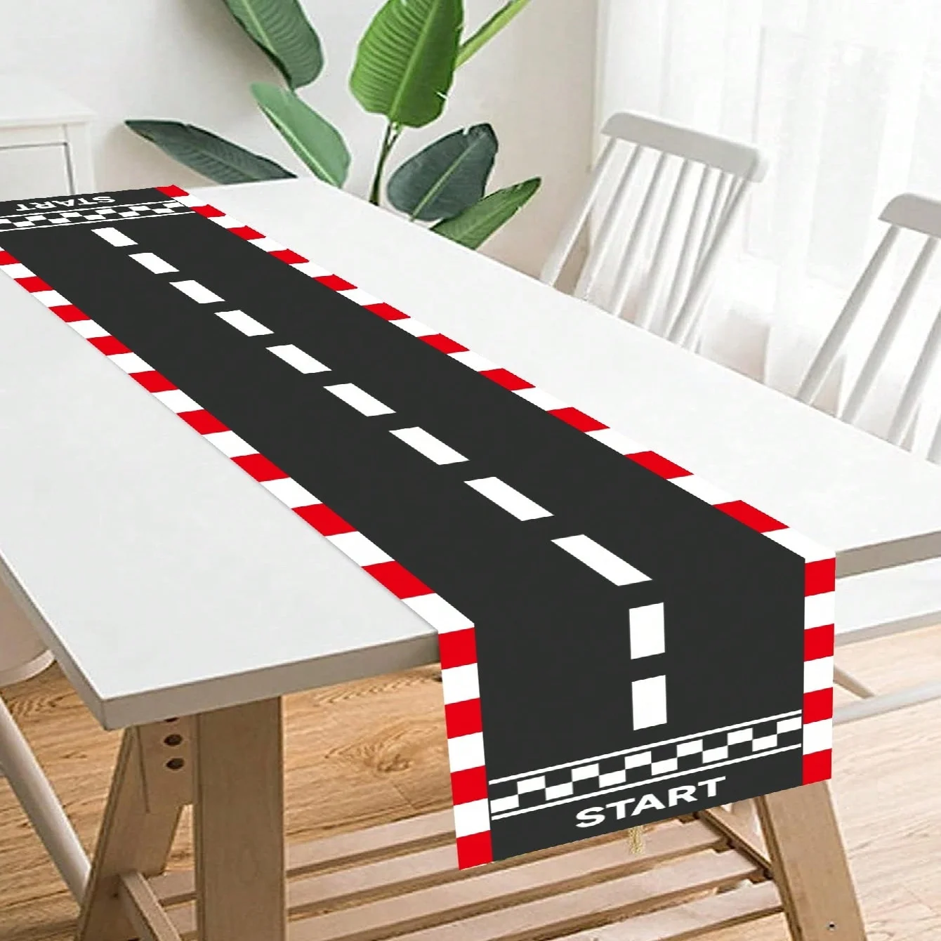 1 Stück Racing Track Themed Tischläufer, Track Element dekorative Tischdecke, Jungen Racing Geburtstag Party lange Tischläufer, Kinderparty Ins Style Tischläufer