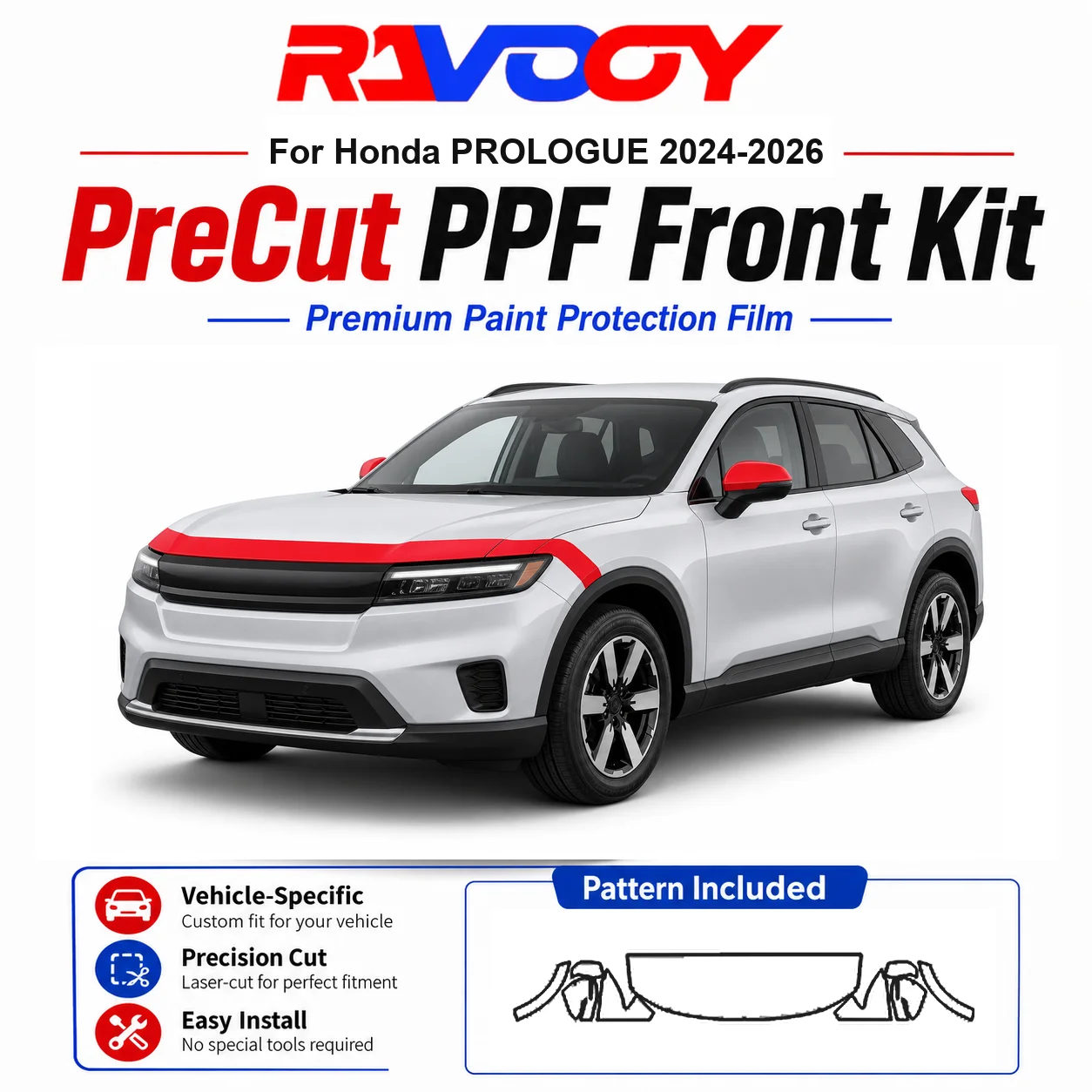 

8.5mil TPU Precut PPF Kit For Honda PROLOGUE 2024-2026 - Hood, Fenders & Mirror Set - Self-Healing Clear Bra Film