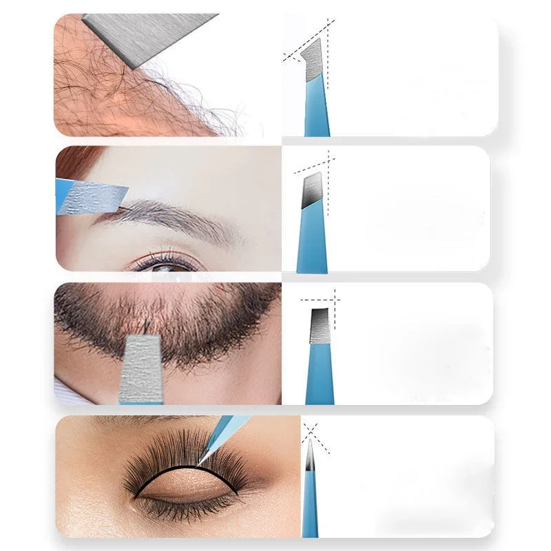 Pinzas de cejas de acero inoxidable, extractor de pelo fino colorido, pinzas de cejas inclinadas, herramientas de maquillaje